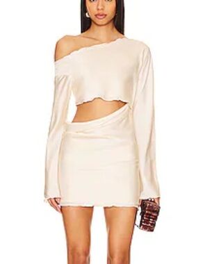 Atoir The Christabel Dress Ivory Asymmetrical Cutout Satin Mini Revolve Sz 
2